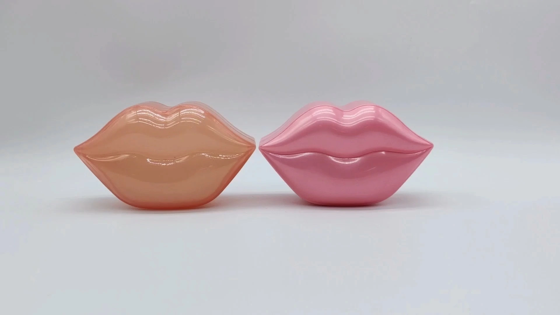 Envase de plástico PE de 60 ml para crema facial y cuidado de la piel, elegante, en forma de labio, color naranja/rosa, para cosméticos. 1