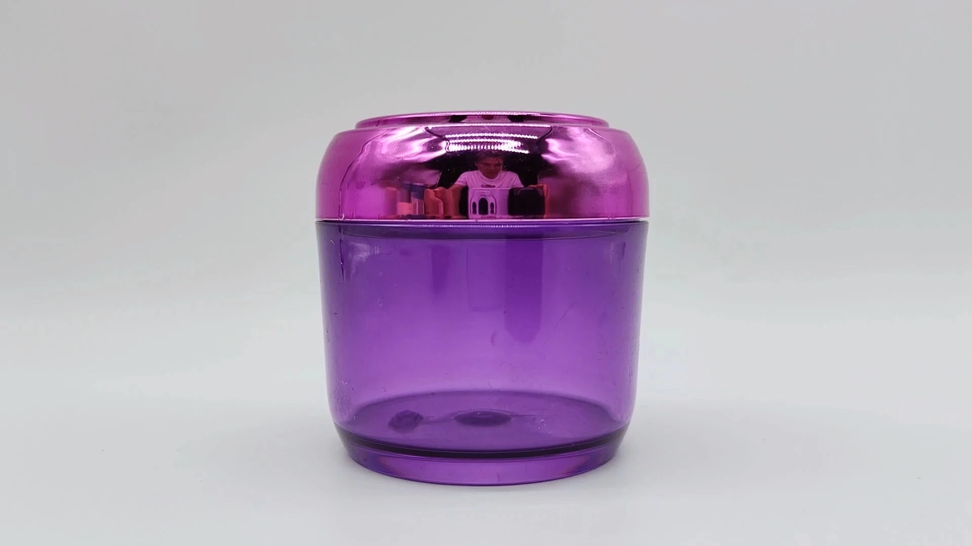 Envase de plástico PE de 120 ml para cremas faciales y de manos, con un elegante diseño personalizado, transparente y brillante en color morado, para el cuidado de la piel y la piel. 1