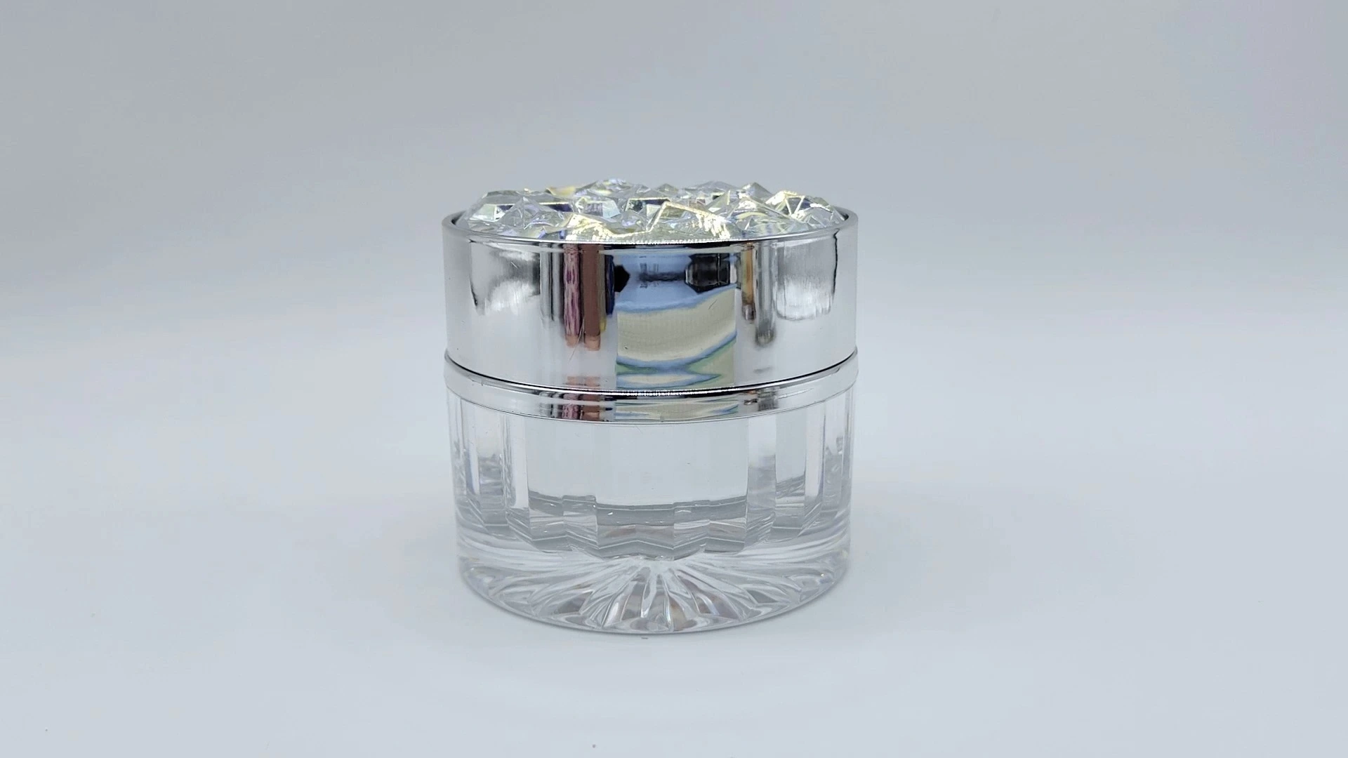 Envase de crema para el cuidado de la piel facial y de las manos de plástico PE-AS de 50 ml, personalizable de fábrica, transparente, plateado y elegante, con acabado superficial. Envase para cosméticos. 1