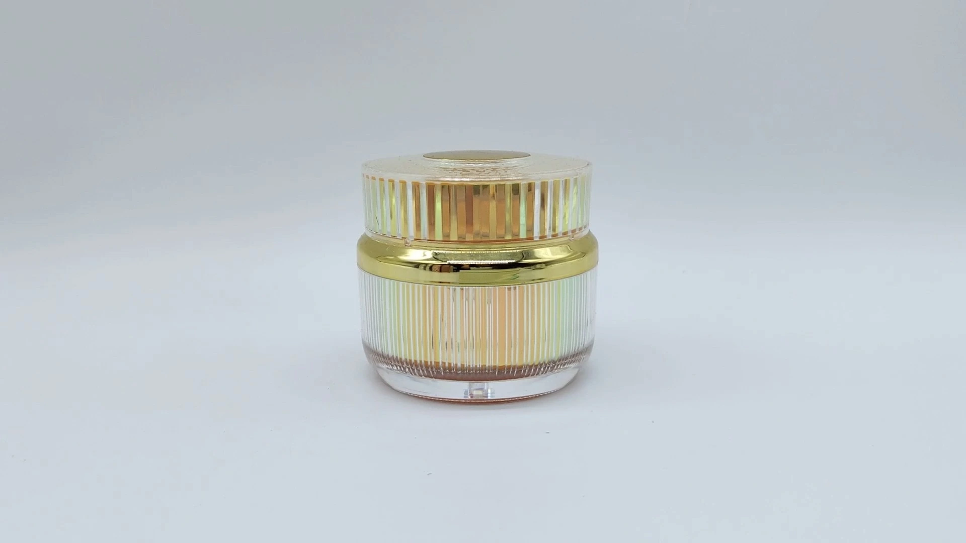 Frascos de plástico PE-AS de 70 ml, personalizados, de lujo, con diseño acanalado, para crema facial y cuidado de la piel, en rosa y dorado, para cosméticos. 1
