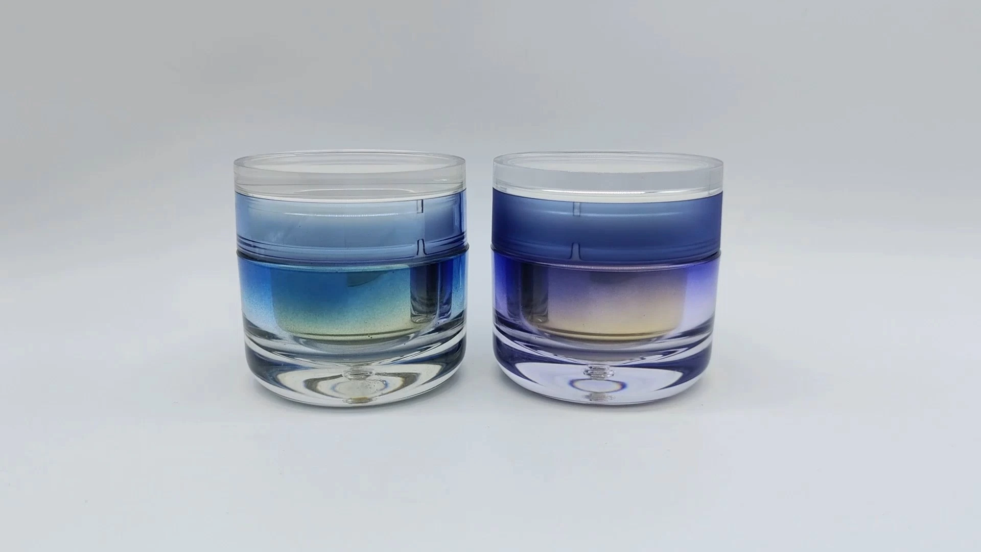 Envase de crema para el cuidado de la piel facial y de las manos de plástico PE-AS de 50 ml, elegante, personalizado, de lujo, de doble pared, transparente y con degradado azul, para envases cosméticos. 1