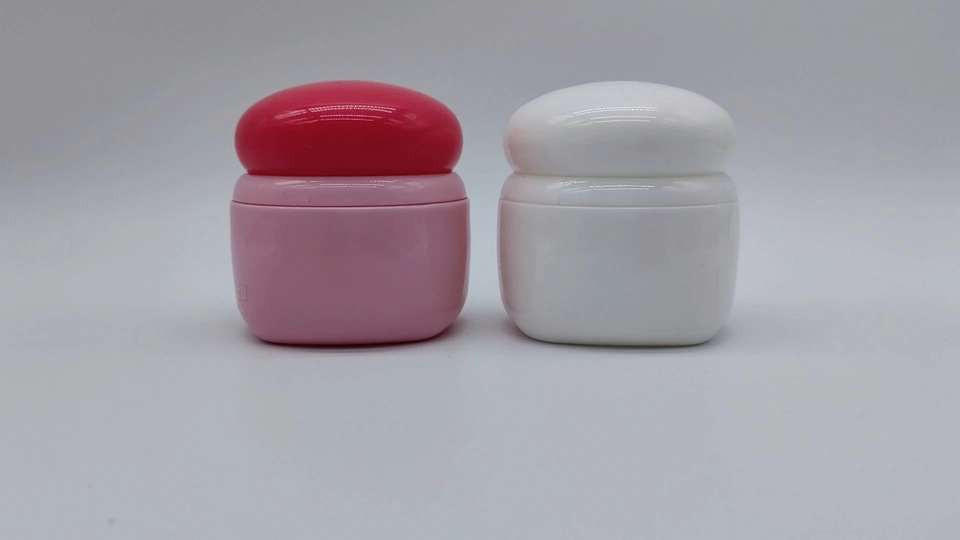 Tarros de plástico PE para cremas faciales y de manos, personalizados, redondos, en rosa oscuro/claro y blanco, de 40 ml, para el cuidado de la piel. 1