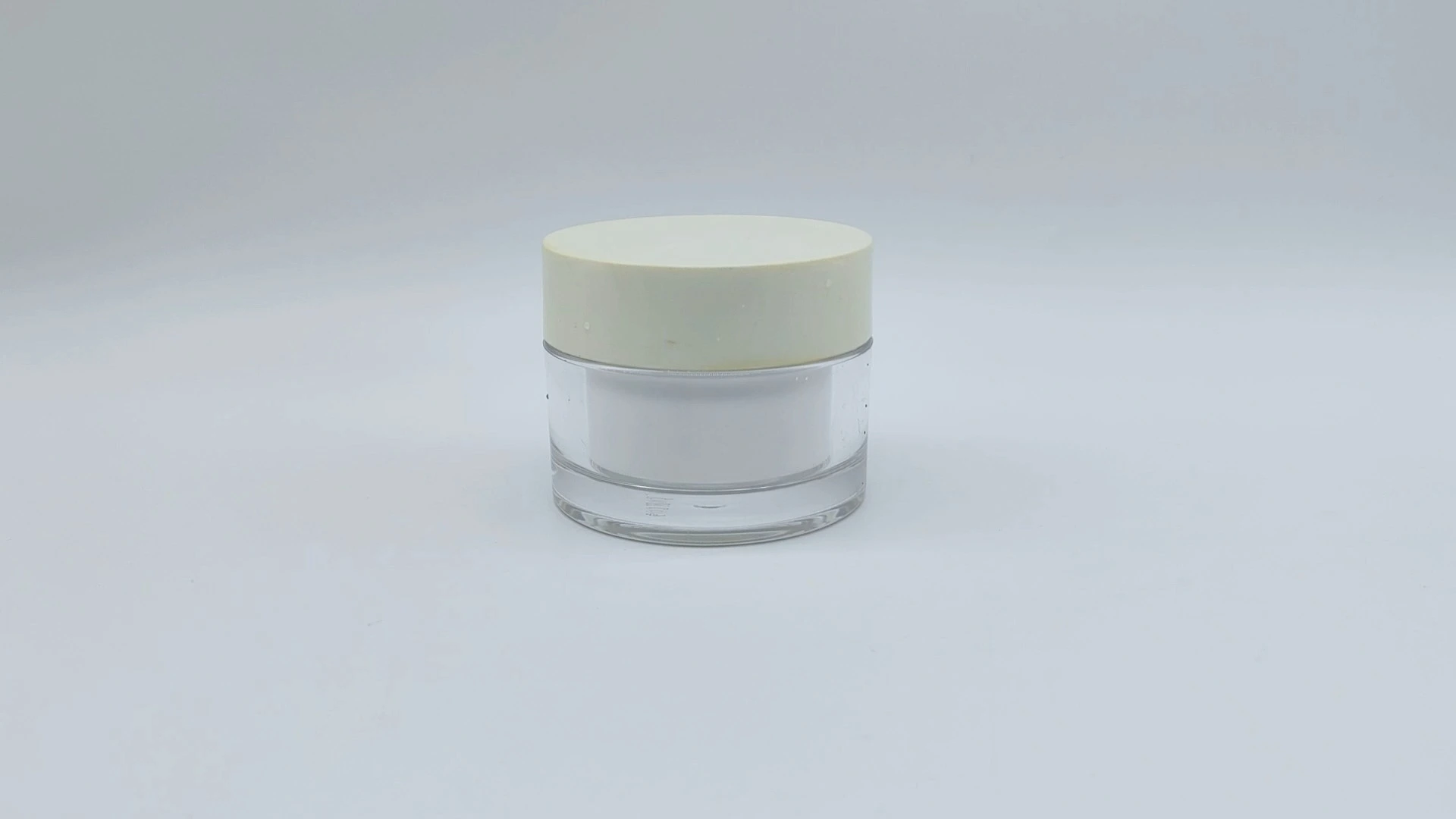 Hochwertiges, maßgeschneidertes, rundes, transparentes Glas, innen weiß, mit weißem Verschluss, doppelwandig, 50 ml, Kunststoff-PE, Behälter für Gesichts- und Handpflegecreme, Kosmetikverpackungsgläser 1
