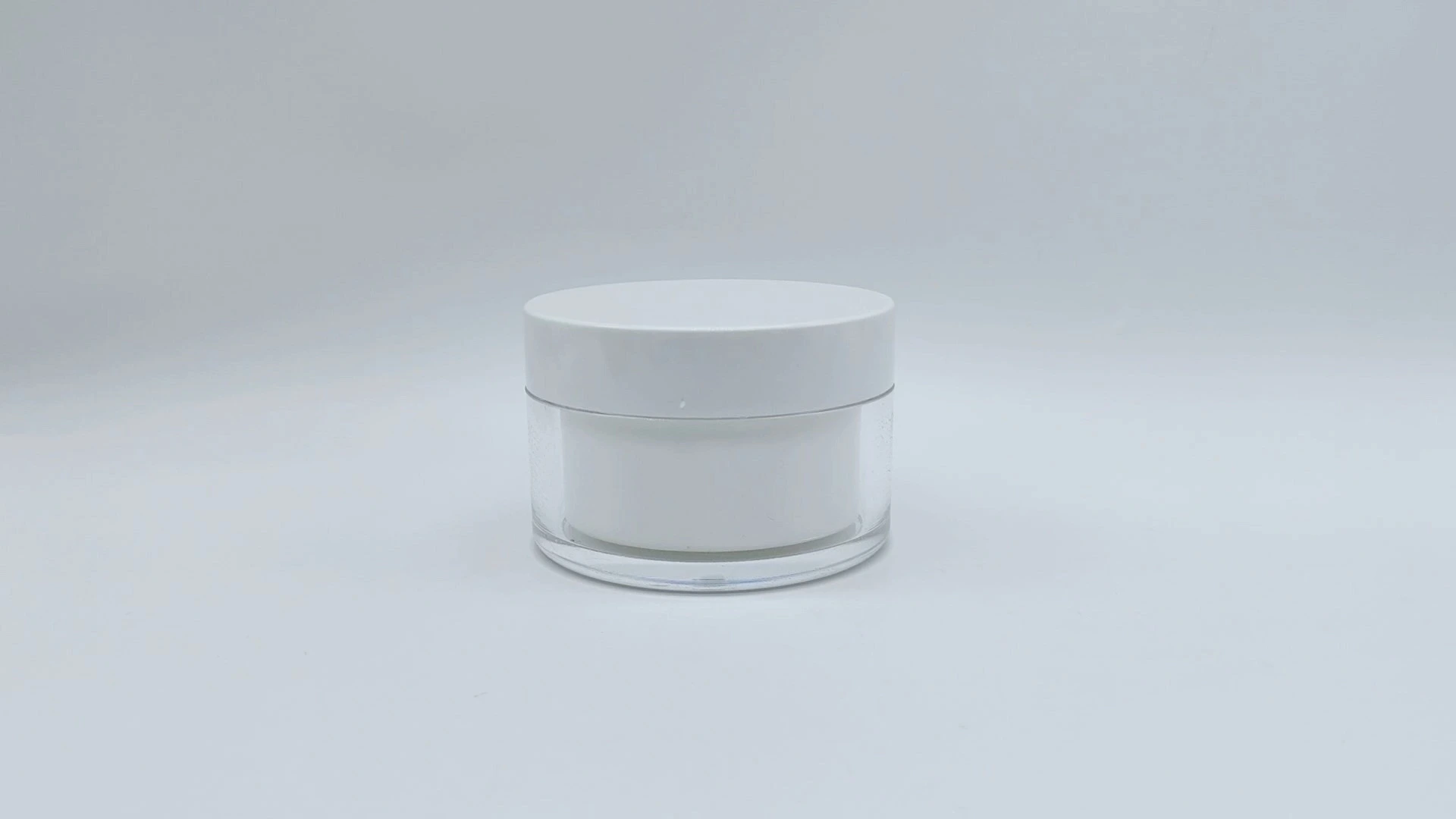 Frasco redondo transparente personalizado de alta gama, interior blanco, tapa blanca, doble pared, 100 ml, plástico PE, para cremas faciales, cuidado de la piel, envases cosméticos. 1