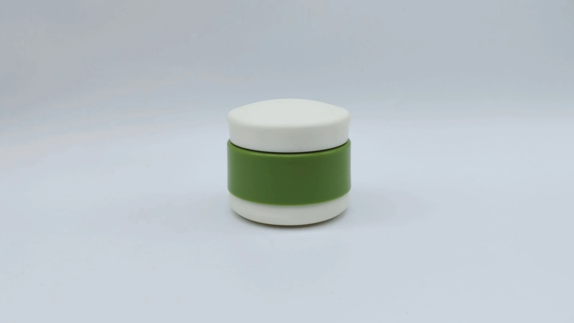 Envase de plástico PE de alta calidad, personalizado, redondo, de doble pared, en verde y blanco, de 50 ml, para crema facial, cuidado de la piel y las manos, envases cosméticos. 1