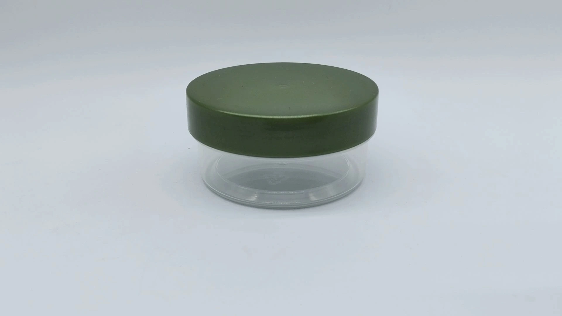 Weit verbreitetes, heiß verkauftes, klassisches, rundes, anpassbares, transparentes Glas mit Olivenverschluss, 80 ml Kunststoff-PE-Behälter für Gesichts- und Handhautpflegecreme, Kosmetikverpackungsgläser 1