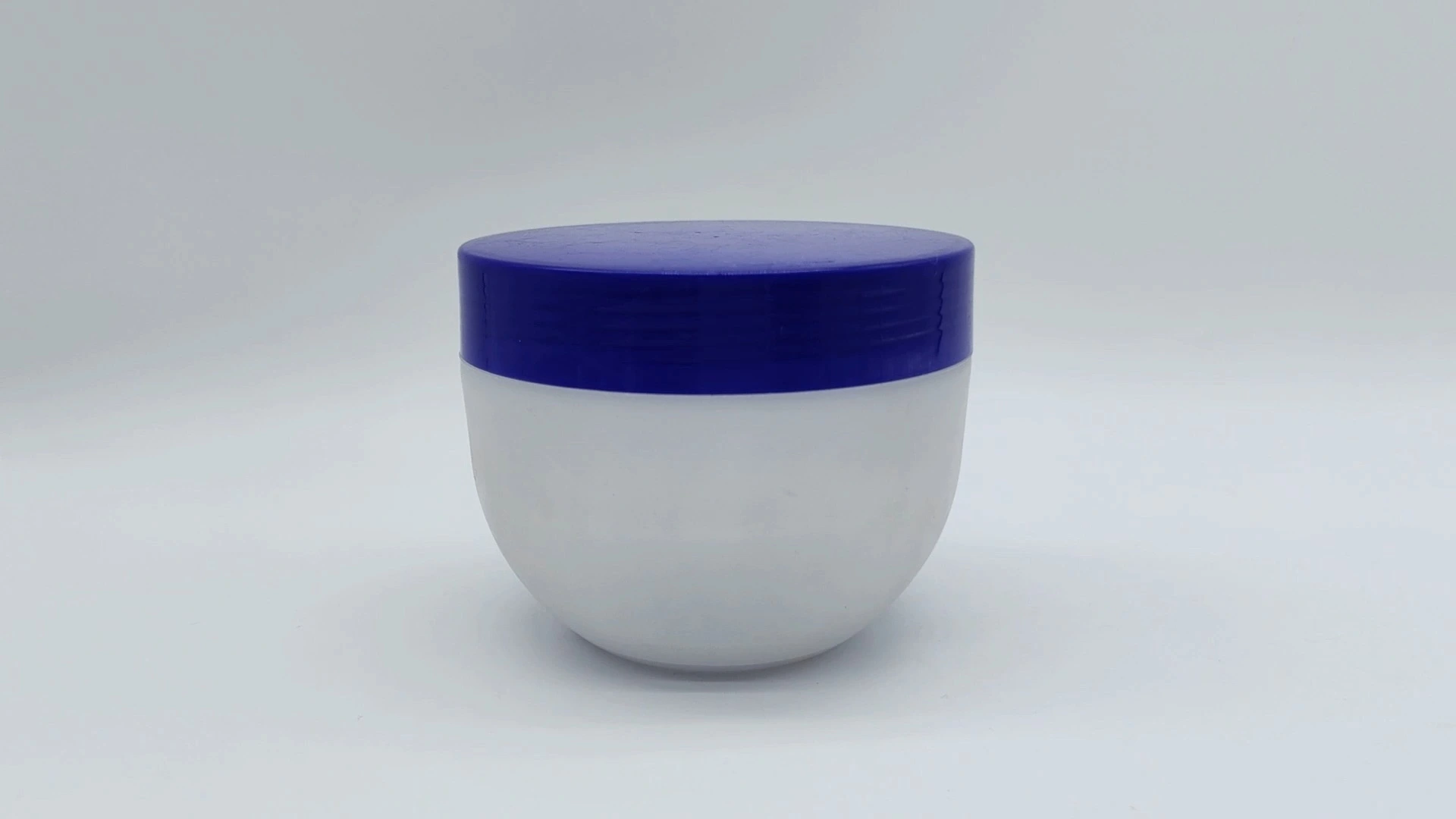 Frasco transparente con forma de cuenco personalizable clásico de gran venta y diseño azul de 300 ml de plástico PE para crema facial y cuidado de la piel, envases cosméticos. 1
