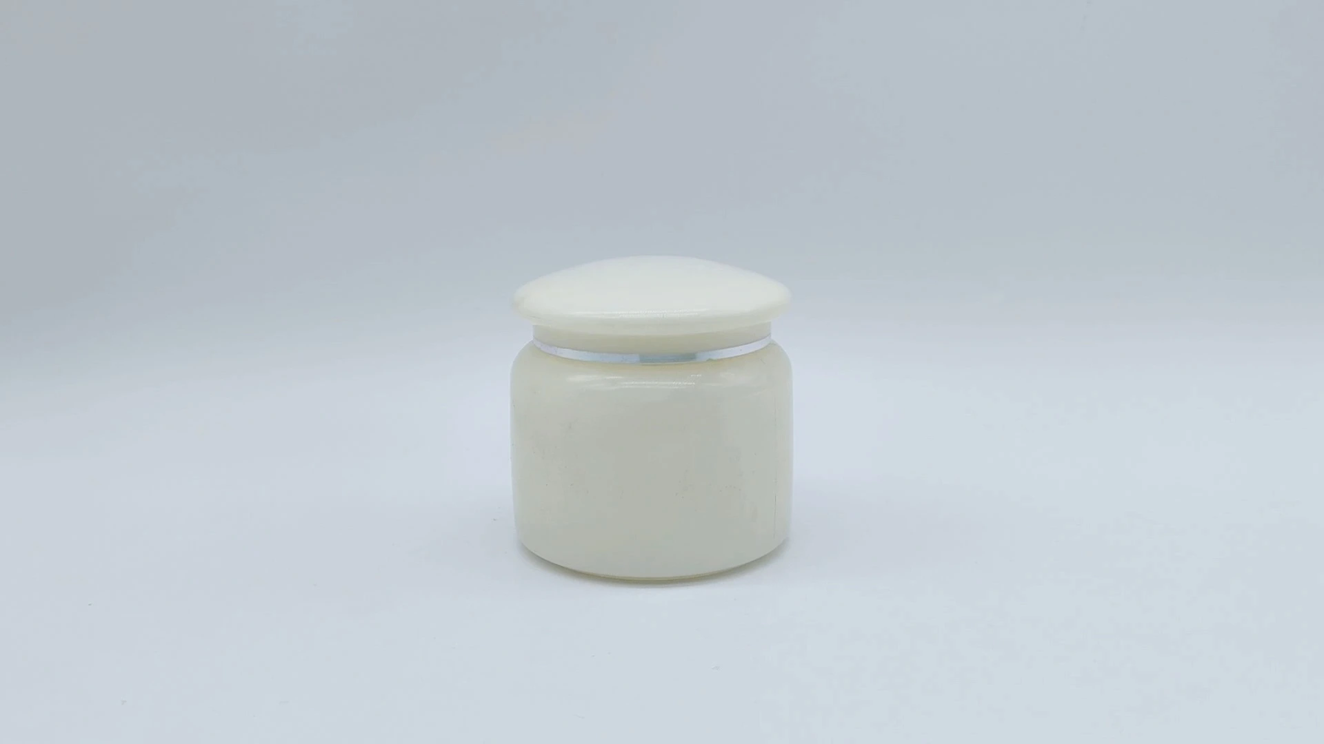 Envase de crema para el cuidado de la piel facial de 45 ml, de plástico PE, personalizable, redondo, clásico, de gran venta, en beige y plateado, con diseño de anillo, para cosméticos. 1