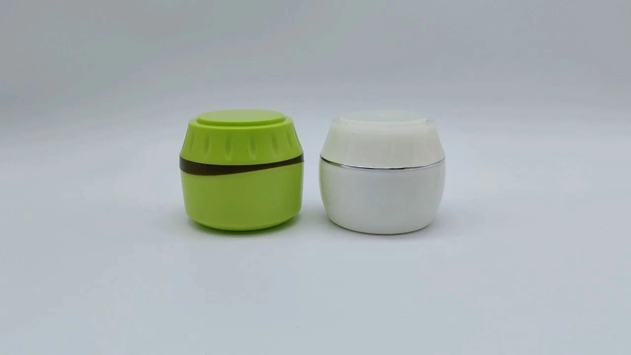 OEM New Design Hot Selliing White/Olive Thick Wall with Decoractive Ring 40ml Plastic-PE Facial Hand Skin Care Cream Container Cosmetic Packaging Jars 1