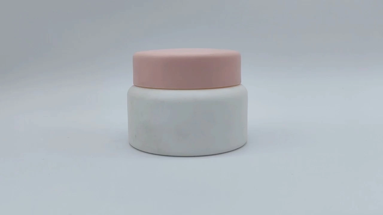 Customized Round Shaped White and Pink Double Wall Designed 50ml Plastic-PE Facial Hand Skin Care Cream Container Cosmetic Packaging Jars 1