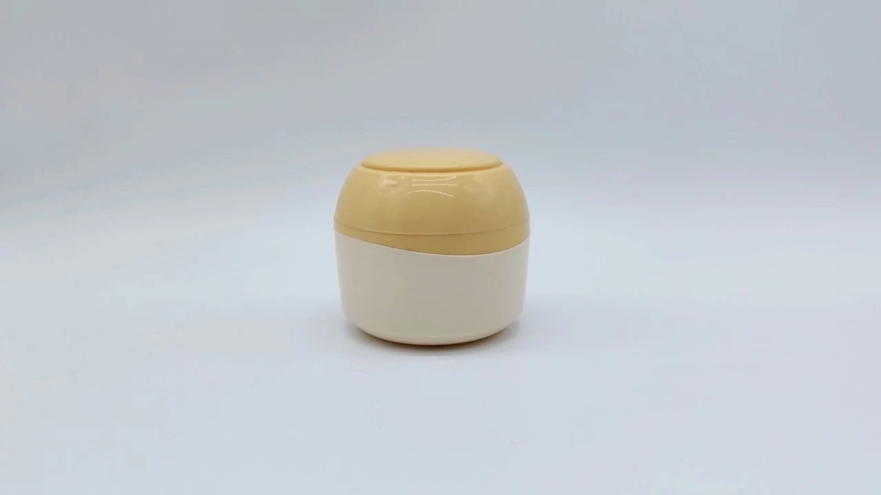 Custom Classic Round Shaped White Jar with Pale Brown Capping 50ml Plastic-PE Facial Hand Skin Care Cream Container Cosmetic Packaging Jars 1