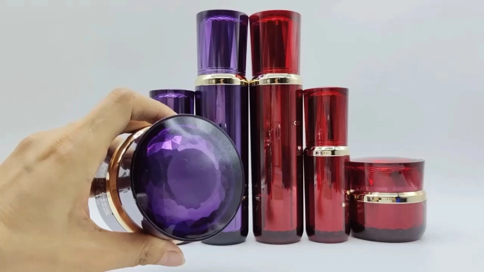 Luxury Custom Double Wall Purple/Wine Red 50ml Facial Cream Packaging Jars with Lids 1