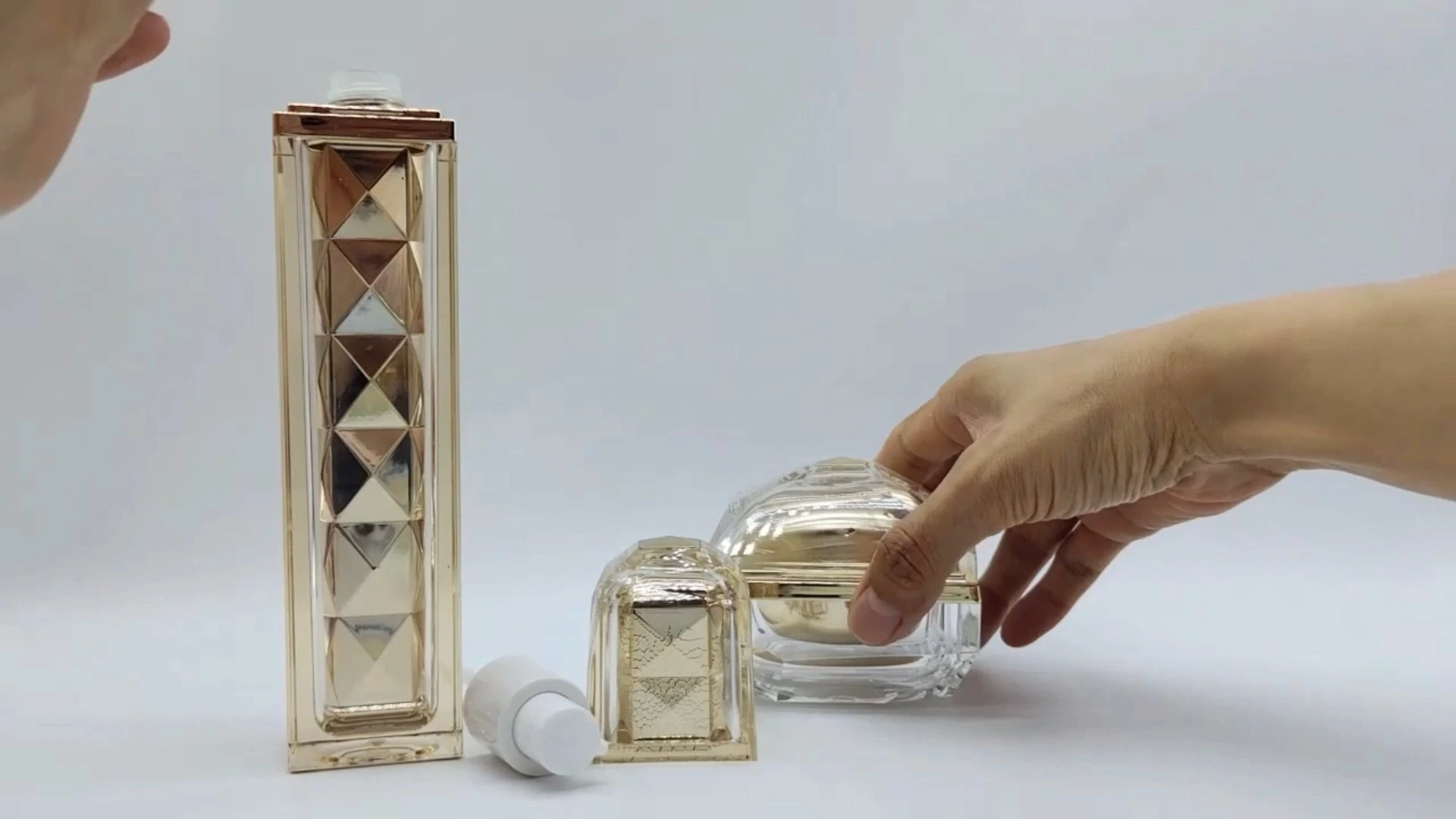 Luxury Custom Double Wall Transparent and Golden Electroplating Designed 50ml Plastic-PE-AS Facial Cream Hand Cream Skin Care Cream Container  Cosmetic Packaging Jars 1