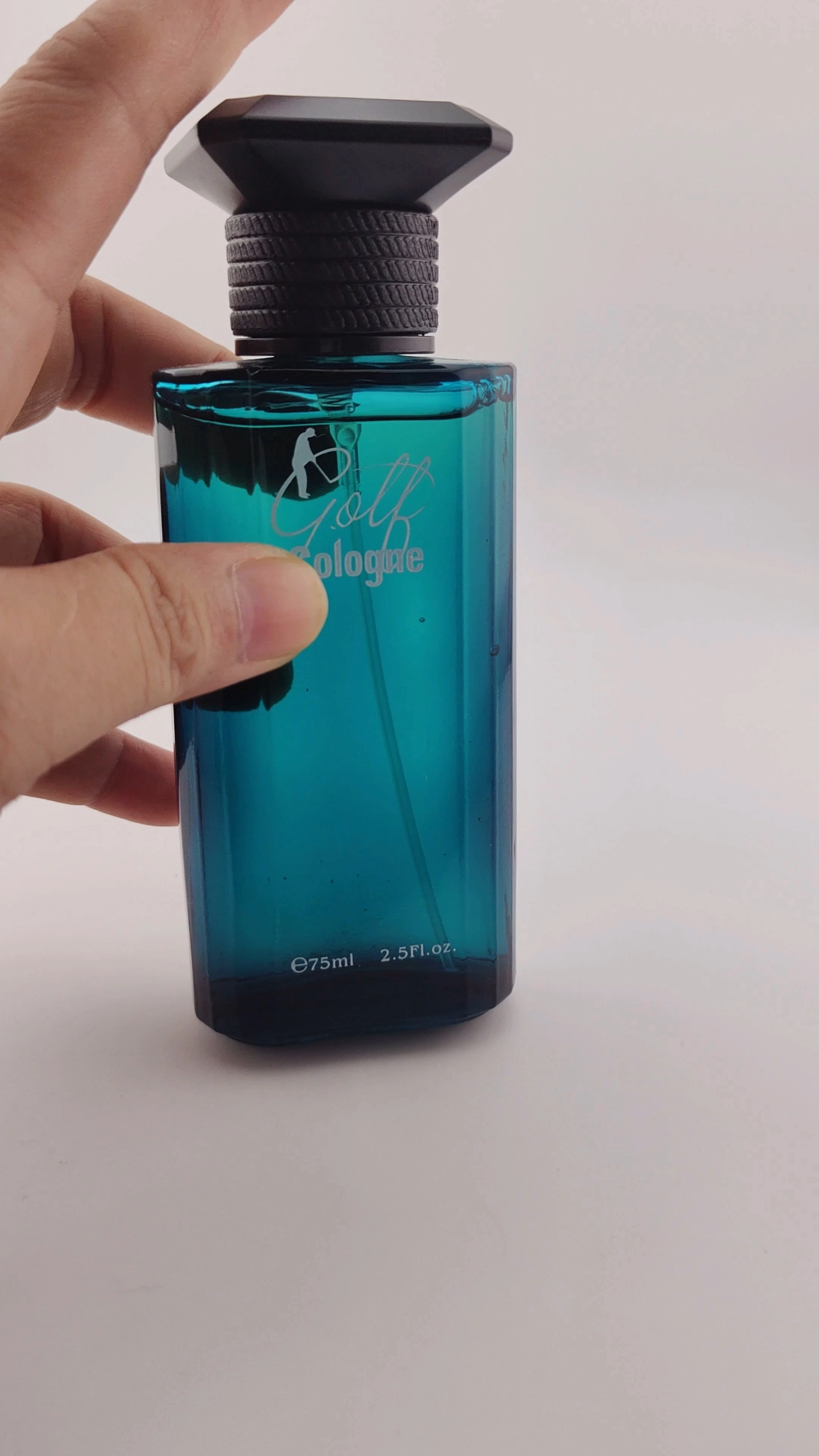 Botella de perfume al por mayor, de alta gama, exquisita, de nuevo diseño, vacía, transparente, de 30 ml, 50 ml y 100 ml, de vidrio, a precio competitivo, de lujo, de color azul, con caja. 1