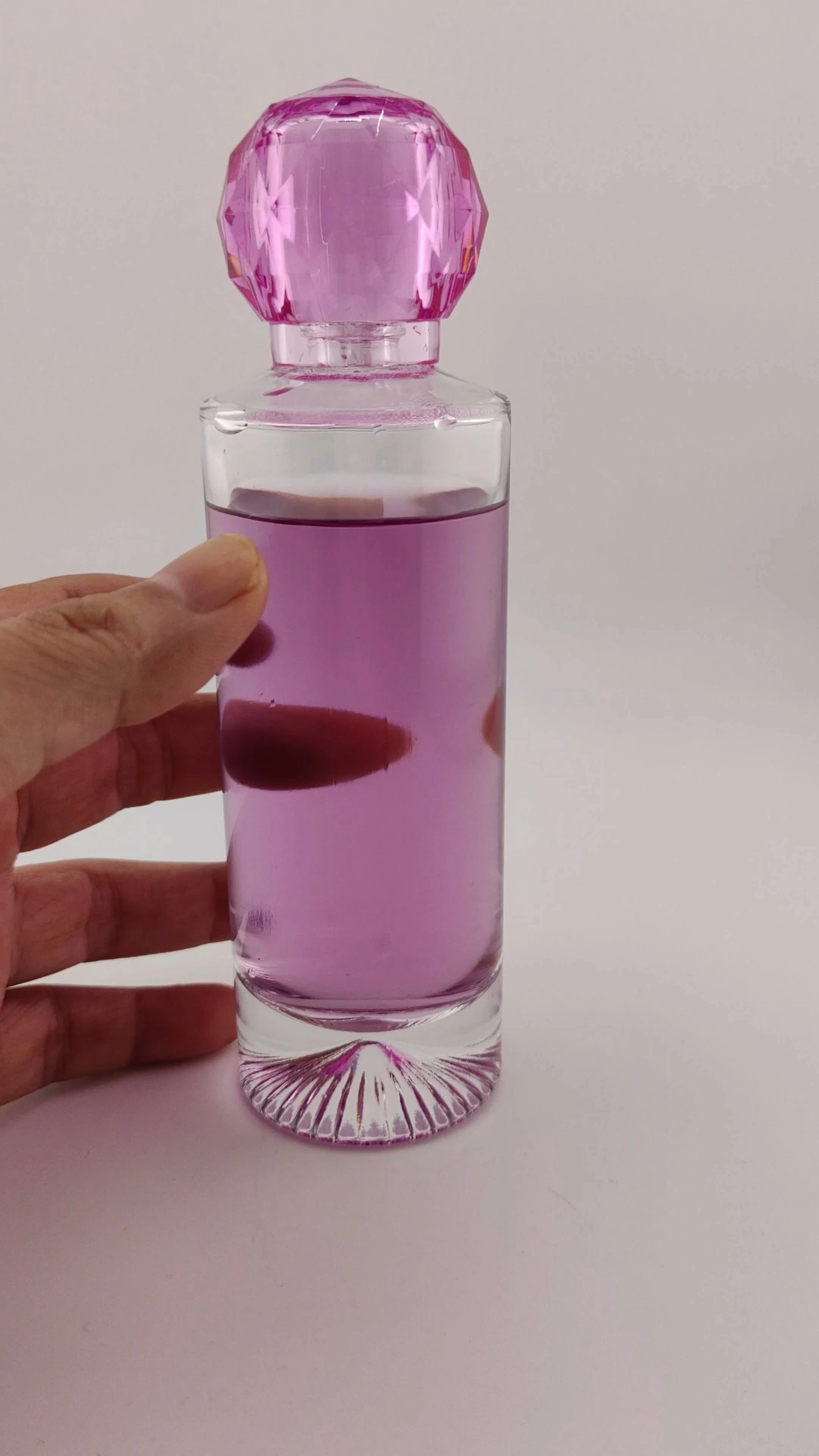 New Design perfume bottle Custom Popular Ball Cap Pump Sprayer Glass Bottle Empty clear Perfume Bottle 30ml 50ml 100ml pink color perfume bottle 1