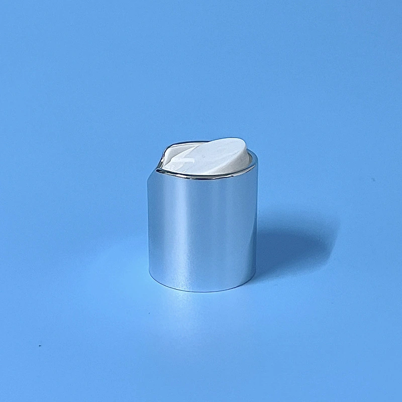 Custom Silver Electroplated Disc Top Cap – 24/410 28/410 Premium Aluminum-Plastic Press Closure for High-End Cosmetic Packaging 1