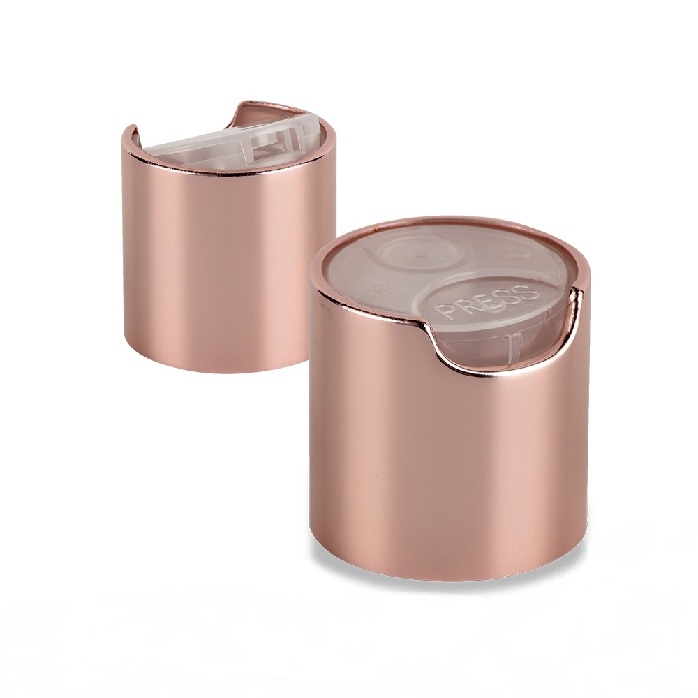 Rose Gold Aluminum Disc Top Cap 24/410 - Premium Cosmetic Bottle Dispensing Caps Wholesale 1