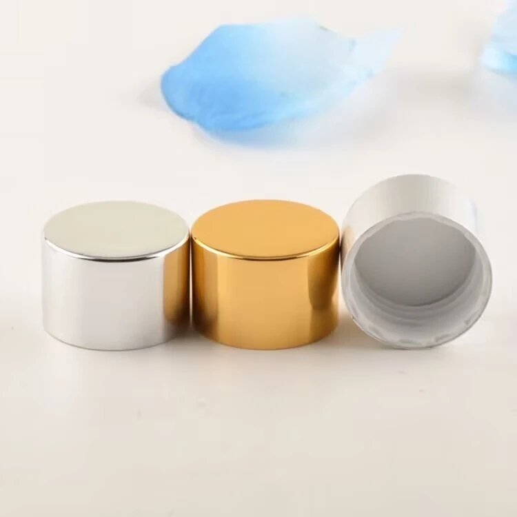18/410 20/410 24/410 Shiny Gold & Silver Aluminum Screw Cap for Cosmetic Bottles 1