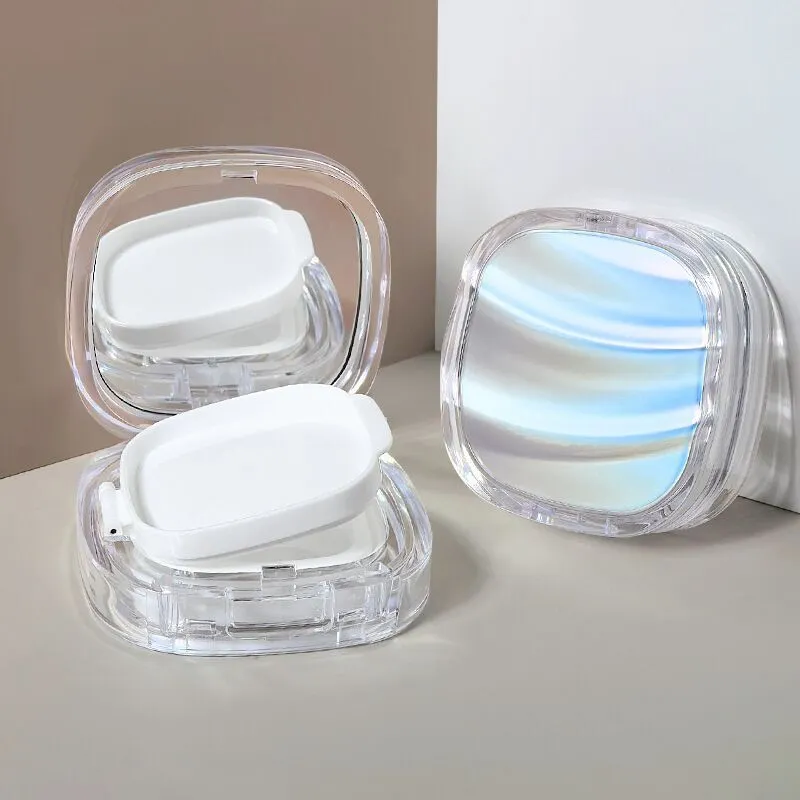 Elegant 15g Square Cushion Compact Case with Wave Lid | Empty Clear Refillable Foundation Box | Premium Acrylic Makeup Packaging for BB CC Cream 1