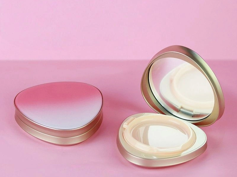 Romantic Heart-Shaped Cushion Compact Case | Empty Refillable Foundation Box with Sponge & Puff | Unique Heart Makeup Packaging for BB CC Cream 1