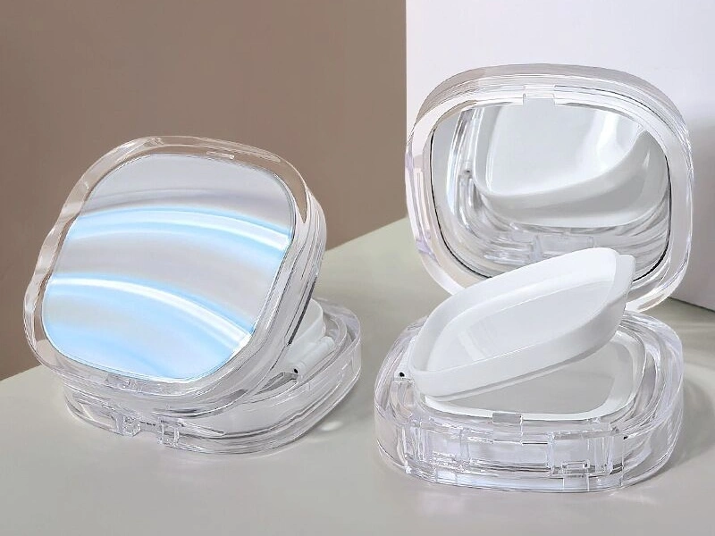 Elegant 15g Square Cushion Compact Case with Wave Lid | Empty Clear Refillable Foundation Box | Premium Acrylic Makeup Packaging for BB CC Cream 1