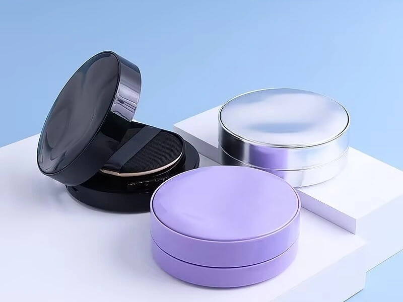 Luxury Wave Design Cushion Compact Case | 13g Empty Electroplated Foundation Box with Mirror & Puff | Premium BB CC Cream Cosmetic Packaging 1