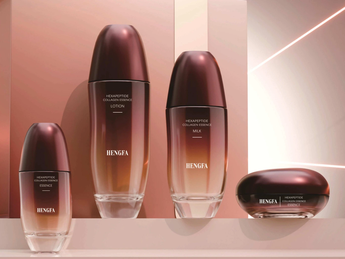 Envases de vidrio degradado para el cuidado de la piel | Frascos y tarros de crema de la serie Hexapeptide Collagen Essence (120/100/40 ml, 30/50 ml) para un cuidado de la piel antienvejecimiento de primera calidad. 1