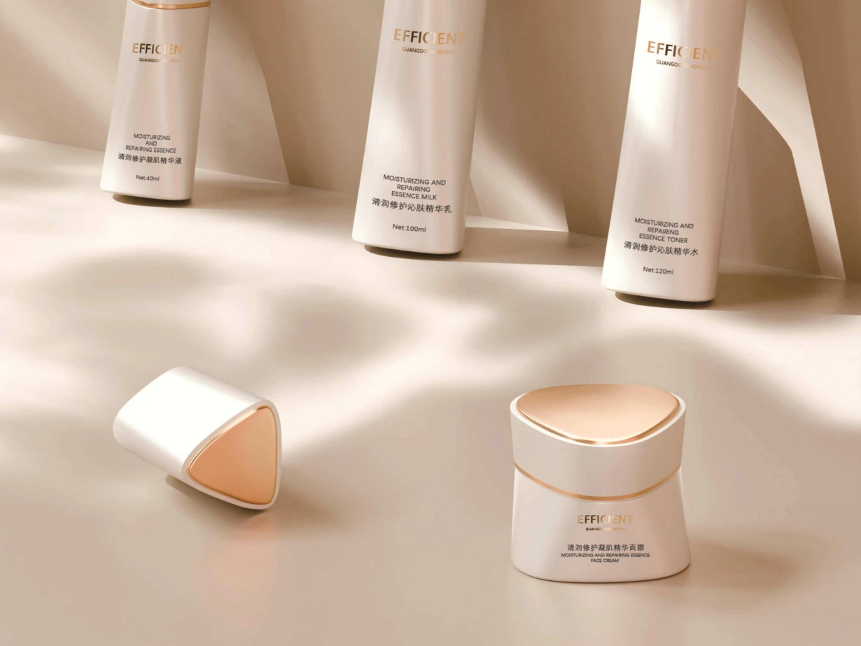 Serie de cuidado de la piel eficiente | Set de frascos de cuidado de la piel en degradado blanco (loción de 120/100/40 ml, crema de 50/30 ml) para hidratar y reparar la piel. 1