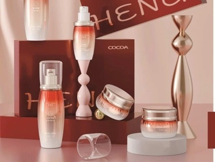 Rose Gold Gradient Skin Care Series | Elegant Ribbed Bottle Set (120/100/40ml Lotion, 50/30ml Cream Jar) for Daily Moisturizing & Repair 1