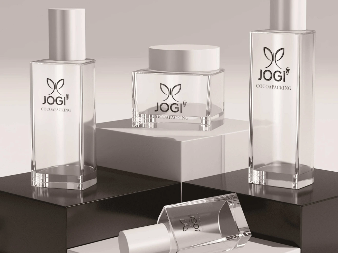 Clear Square Skincare Packaging Set | 120/100/40ml Lotion Bottles & 50/30ml Cream Jars for Minimalist & Transparent Cosmetic Lines 1