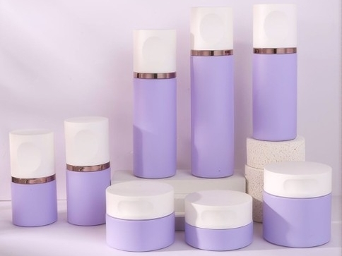 Matte Lavender with White & Rose Gold Accent Skincare Packaging Set | 150/120/100/50/30ml Bottles & 100/50/30g Jars for Calming Skincare Lines 1