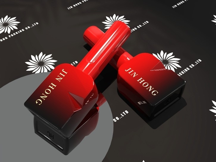 Customized Red and Black Gradient Wholesale 12ml Empty Glass Fashion Nail Polishes Bottle with Brush 1