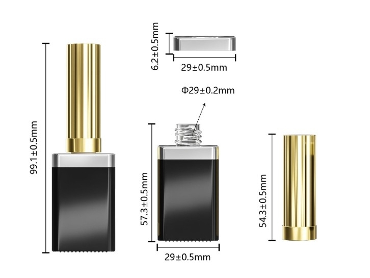Customized Black and Gold 17ml Empty Glass Fashion Nail Polishes Bottle with Brush 1