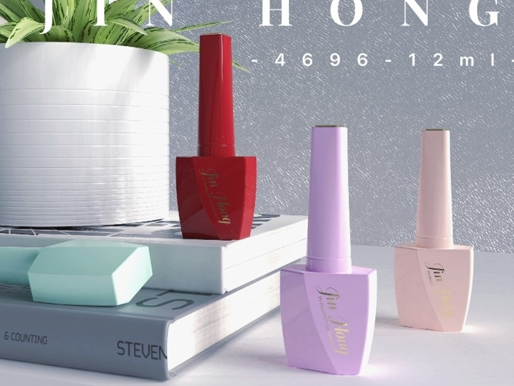 Elegante envase moldeado de 12 ml, color personalizado, para esmaltes de uñas, botella de vidrio vacía con pincel. 1