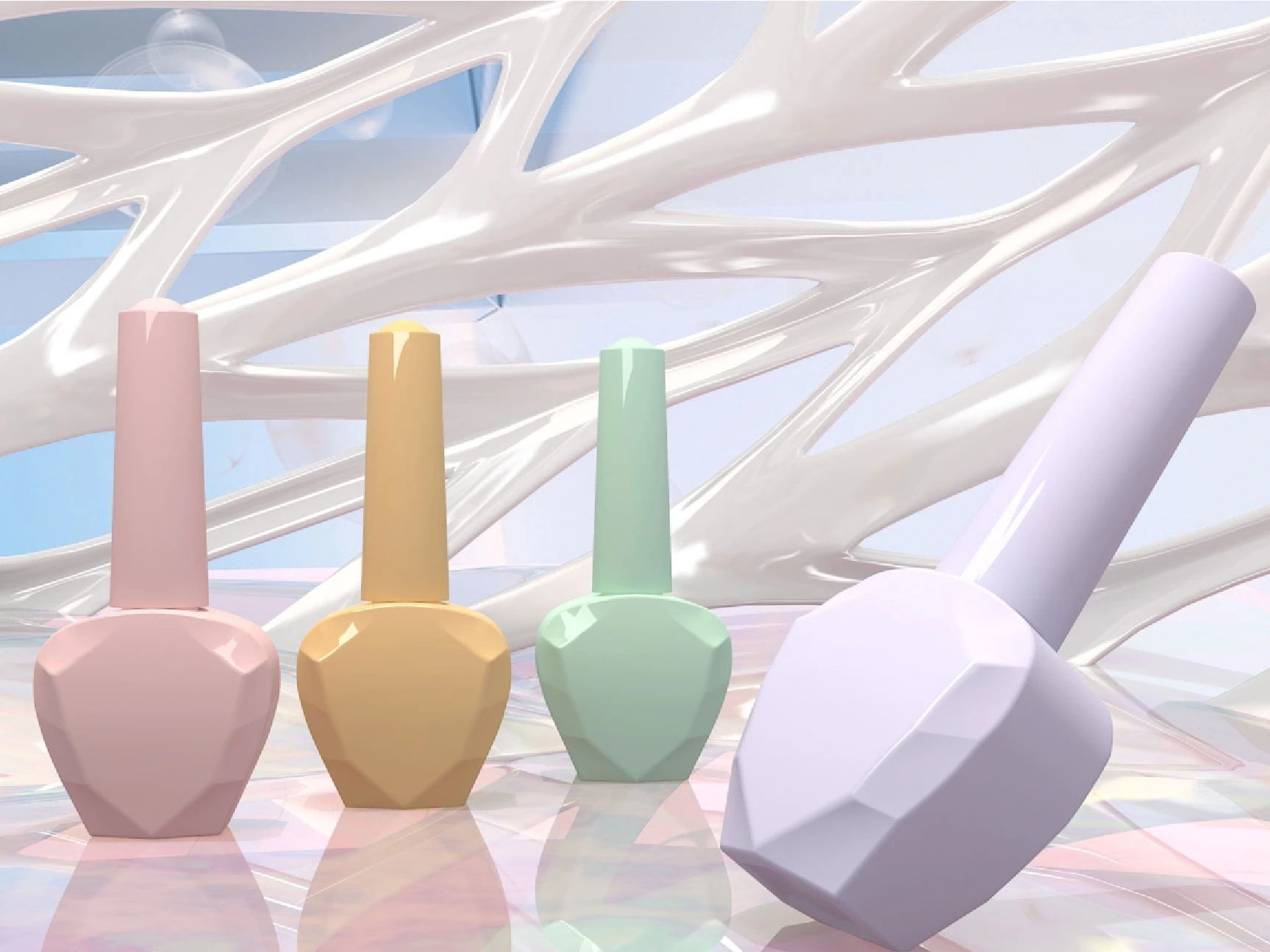 Elegante envase personalizado en varios colores. Frasco de vidrio vacío de 12 ml para esmaltes de uñas con pincel. 1
