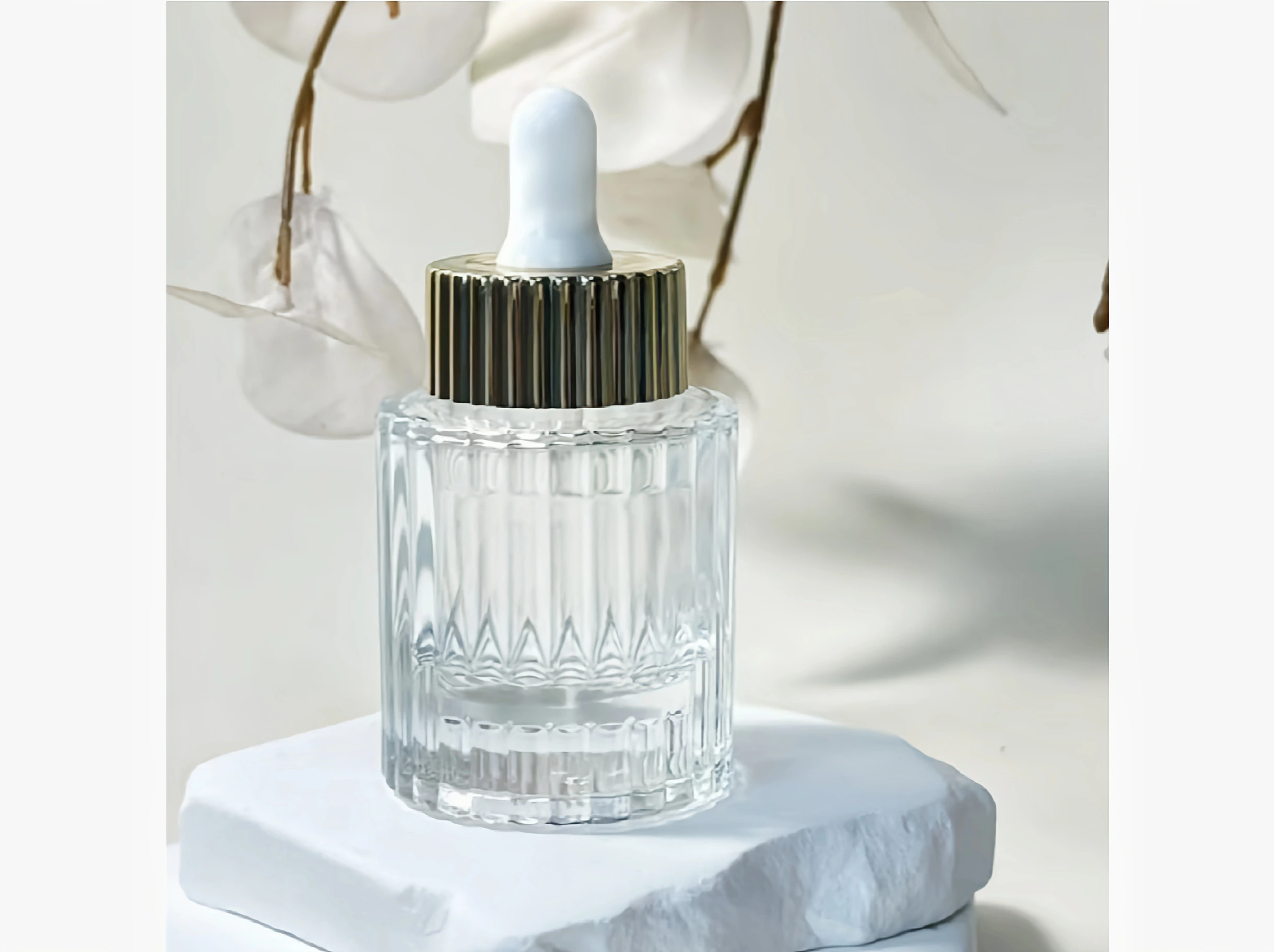 Empty 30ml Clear Glass Cosmetic Skincare Packaging Custom Essential Oil Serum Bottles 1