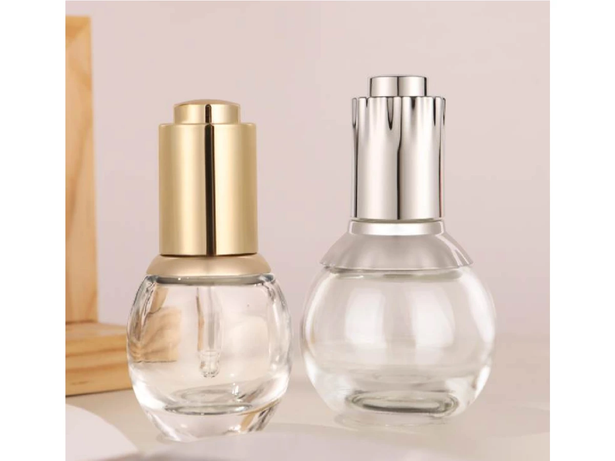 Empty 20ml 30ml Clear Transparent Glass Cosmetic Skincare Packaging Custom Essential Oil Serum Bottles 1