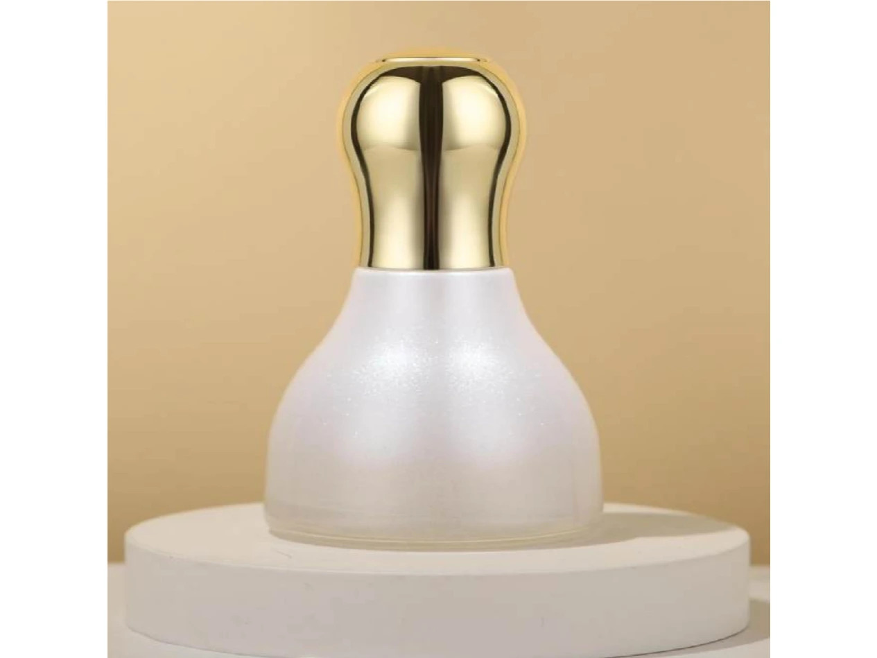 GlamorousPack Customized Pearl White Gold Cap 30ml 10ml Glass Cosmetic Skincare Packaging Essential Oil Serum Bottles 1