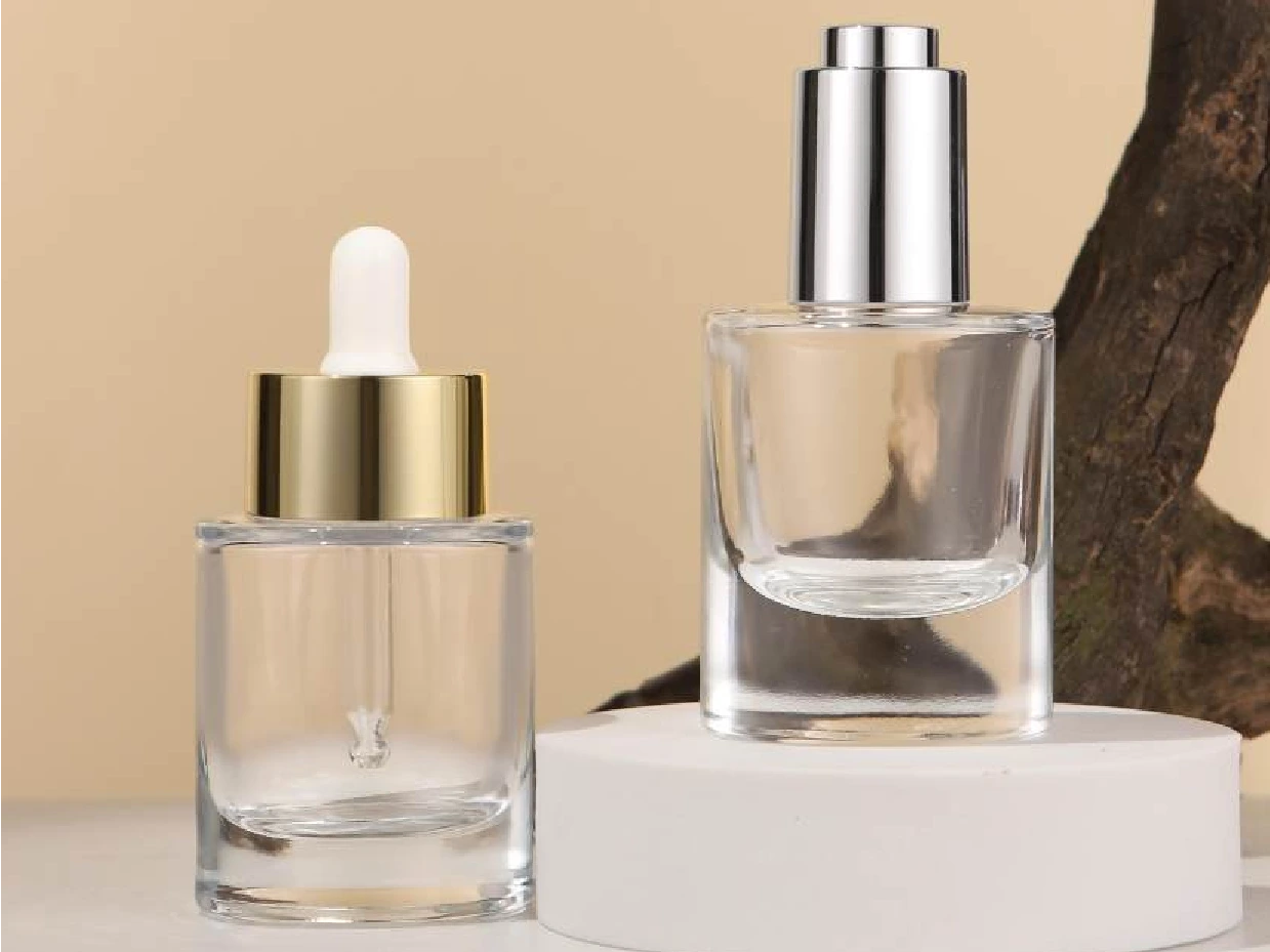 GlamorousPack Custom Available 40ml 30ml Transparent Glass Cosmetic Skincare Packaging Essential Oil Serum Bottles with Dropper 1
