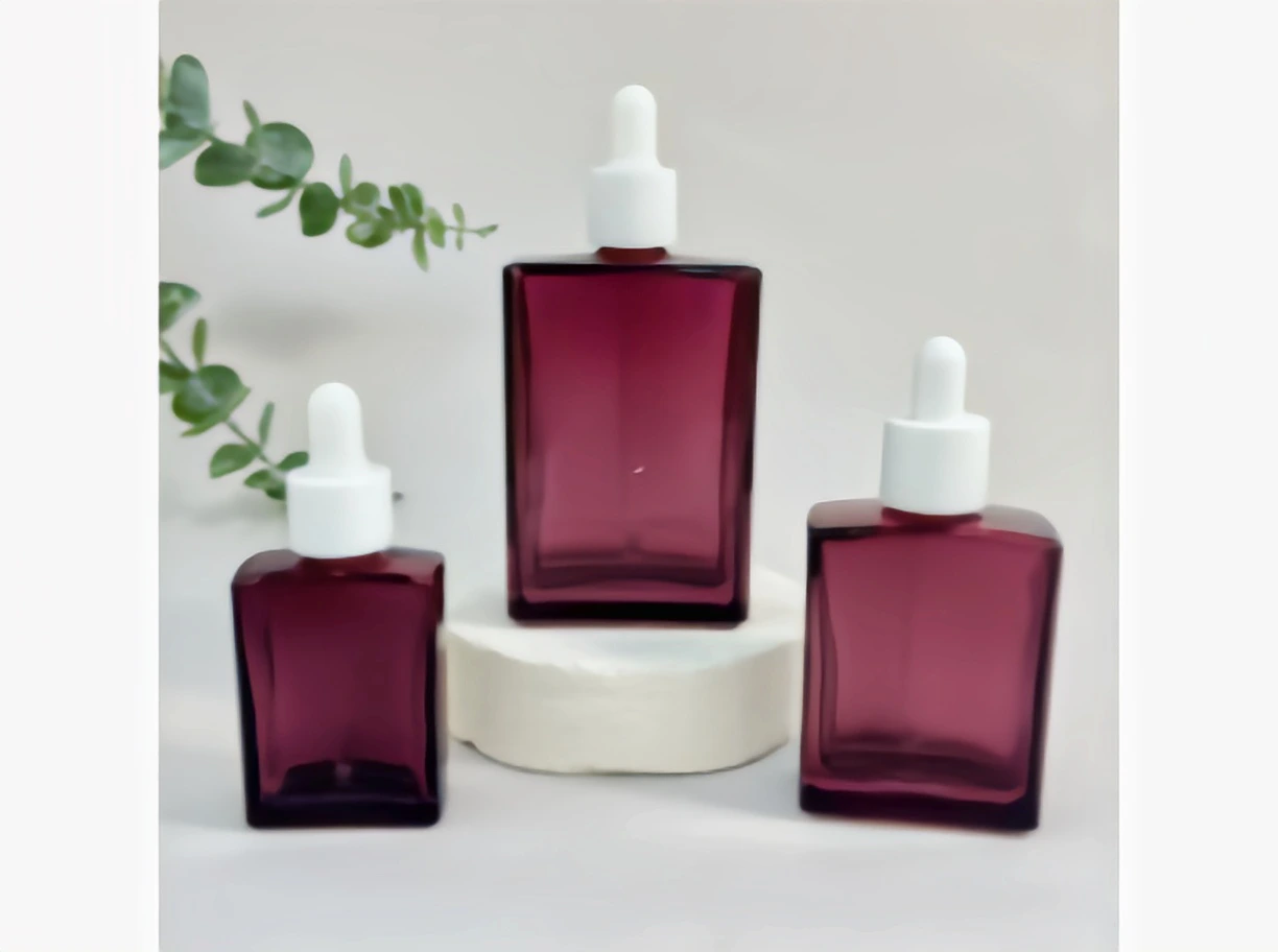 GlamorousPack 30ml 50ml 100ml Customized Transparent Purple Cosmetic Skincare Packaging Essential Oil Serum Glass Bottles 1