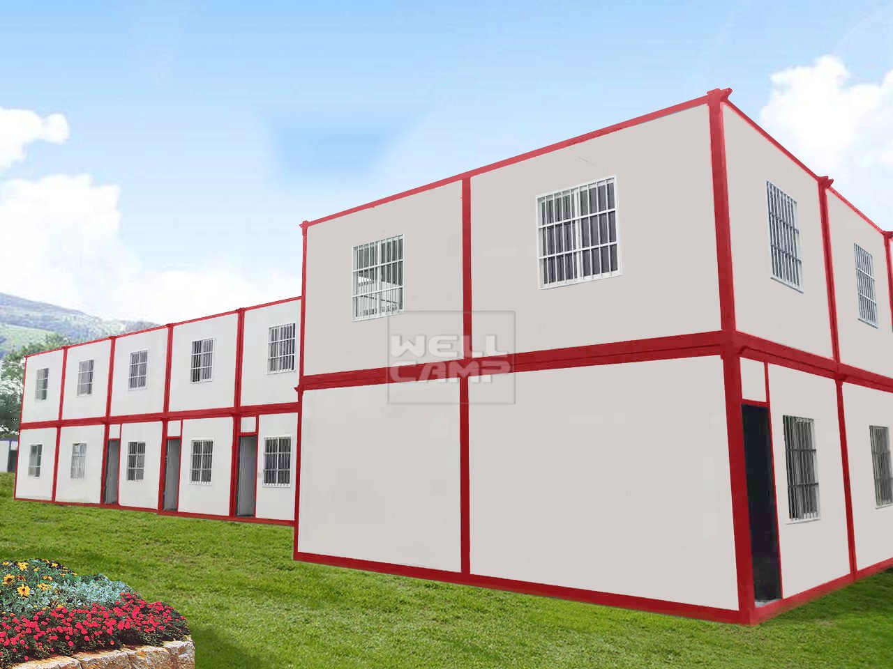 Casa de contêiner com sistema de construção modular de dois andares para viver, Wellcamp C-14 1