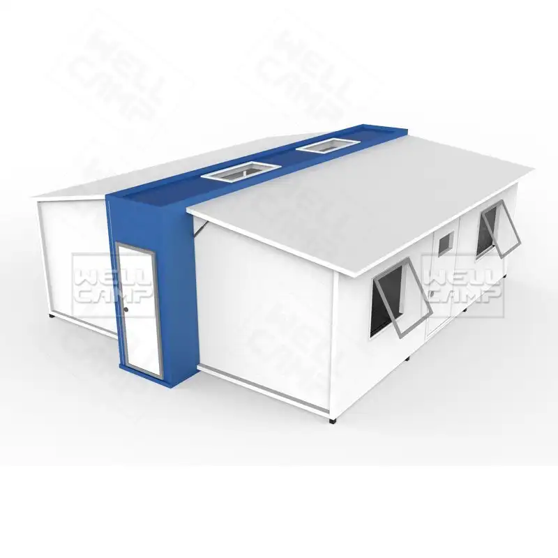 Pemasangan Mudah Rumah Penampungan Kontainer yang Dapat Diperluas untuk Tempat Tinggal, Wellcamp E-1 1