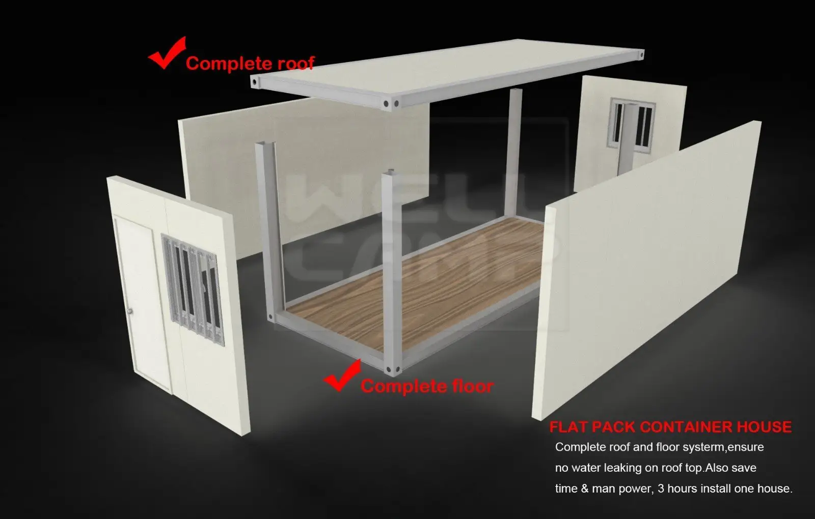 flat pack storage container container glass flat pack container house pack WELLCAMP, WELLCAMP prefab house, WELLCAMP container house Brand 5