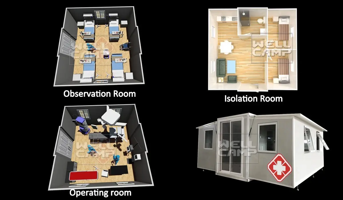 fast install container van house design with two bedroom for dormitory 3