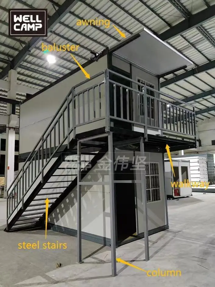 Maison conteneur pliante de 20 pieds sur 2 étages/maison pliable 1