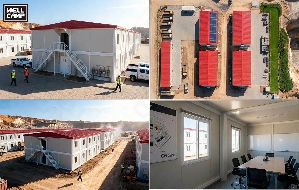 Logements pour le personnel d'un camp minier, conteneurs détachables, dortoir modulaire préfabriqué pour travailleurs 1