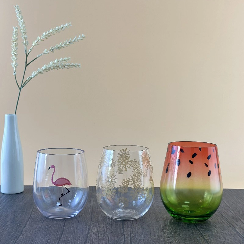 Unbreakable Plastic Stemless Wine Glass, Smooth Rim Standard for spirits and beverages, 20oz 18oz 14oz,Top-rack dishwasher safe 1