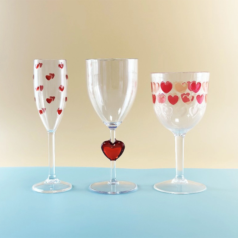 Acrylic Reusable Wine Cocktail Glasses Heart Shaped Margaret & Champagne Goblets for Decorations Home Party Wedding Anniversary Birthday Christmas,Top-Rack Dishwasher Safe 1