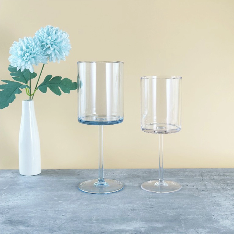 Acrylic Long Stemmed Square Wine Glass , Red/ White for party,wedding and home, Top-Rack Dishwasher Safe 1