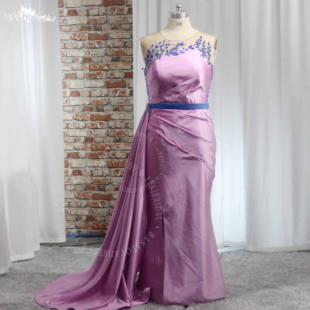 Elegant Lilac Satin Couture Dresses RSE973 Women Mother Of The Bride Party Dress Plus Size Mermaid Evening Dress With Slit 8